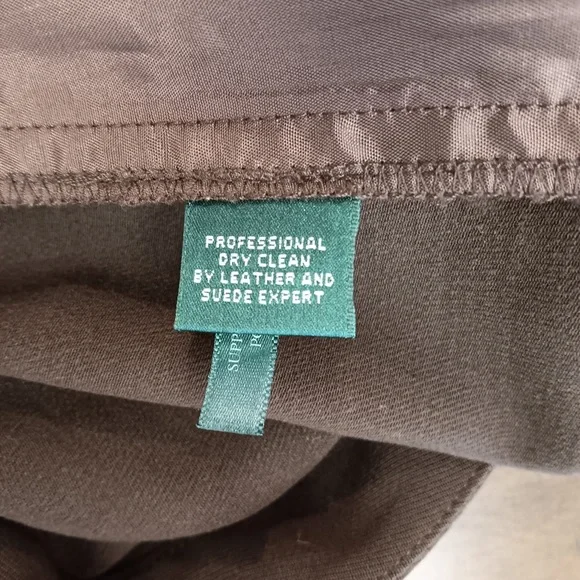 Lauren Ralph Lauren Trouser Pants 22W Brown Womens Straight Wool Suede Details